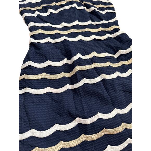 Lilly Pulitzer Tylar One-Shoulder Mini Dress Navy White &‎ Gold Striped Size 6 - Picture 5 of 11